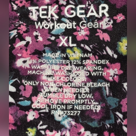 Tek Gear Workout Gear Women's Floral Pink Leggings Crop Size XL AE-2282 - Picture 10 of 14